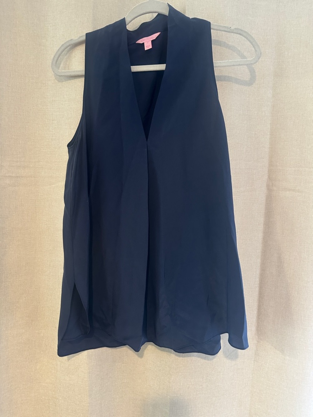 Lilly Pulitzer Navy Sleeveless V-Neck Blouse